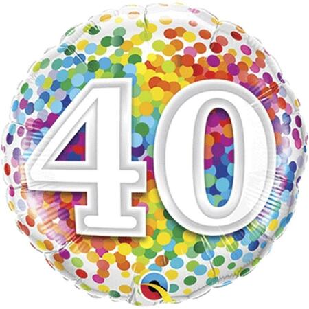 LOFTUS INTERNATIONAL 18 in. 40 Rainbow Confetti Balloon Q4-9532